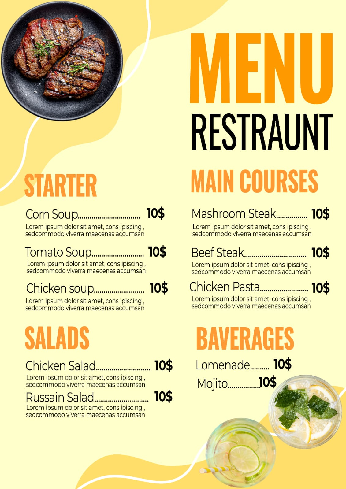 Restraunt Menu project mockup